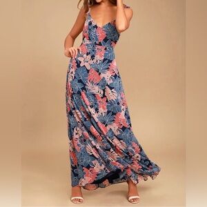 Lulu's Fragrant Blooms Navy Blue Floral Print Maxi Dress